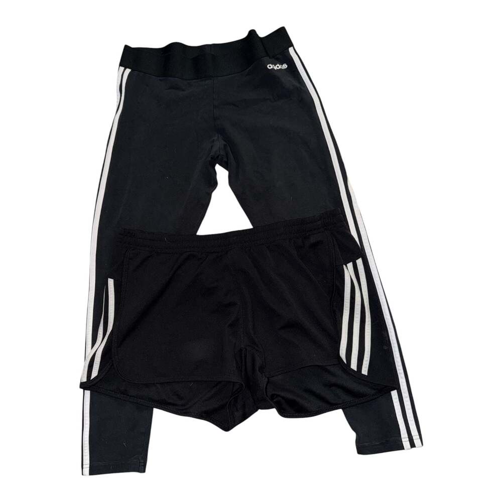 Adidas Women's 2-Piece Athletic Set: 3-Stripes Leggings and Training Shorts